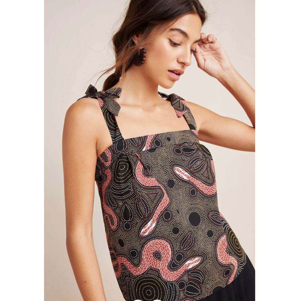 Anthropologie Corey Lynn Calter Snake Print Tie Strap Tank Top XS Boho
